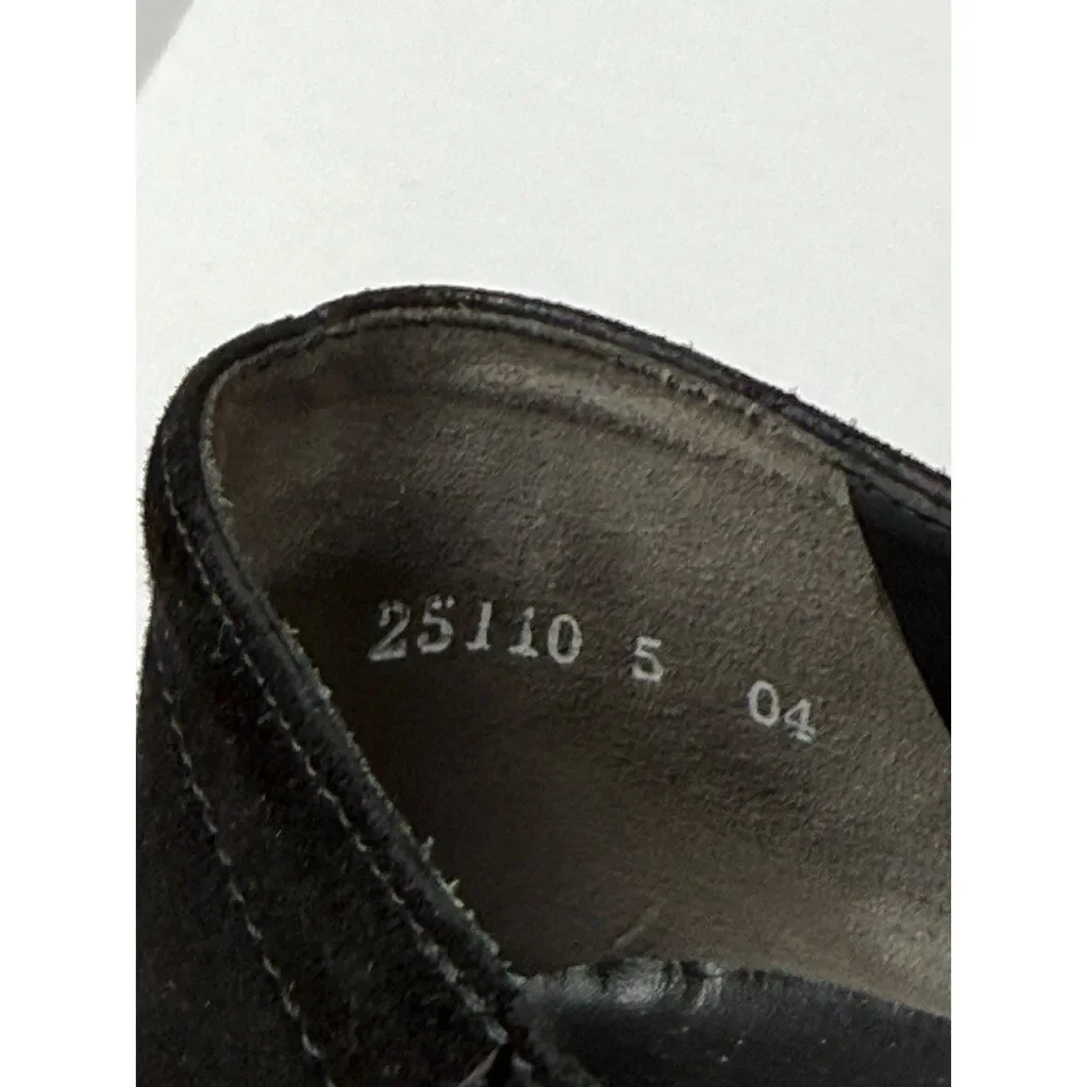 Paul Green Munchen Black Leather Suede Square Toe Loafers Sz 7.5 Made in Austria